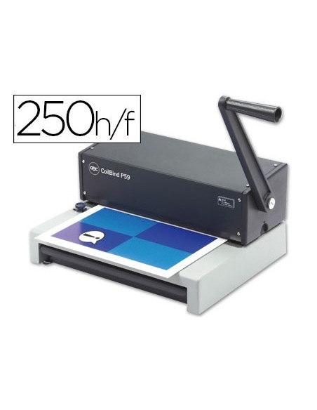 ENCUADERNADORA PARA ESPIRAL METALICO GBC COILBIND P59 PERFORA 15 HOJAS TAMAÑO A4/ FOLIO ENCUADERNA HASTA 250H