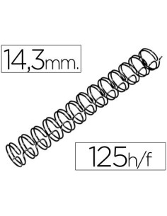 ESPIRAL WIRE 3:1 14,3 MM N.9 NEGRO CAPACIDAD 125 HOJAS CAJA DE 100 UNIDADES