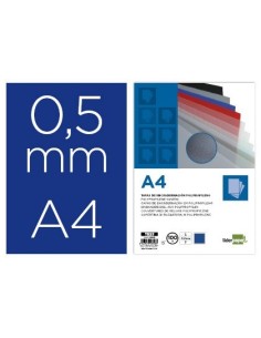 TAPA ENCUADERNACION LIDERPAPEL POLIPROPILENO A4 0.5MM AZUL OPACO PAQUETE DE 100 UNIDADES