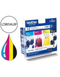 INK-JET BROTHER LC-980BK DCP-145 DCP-165 MFC-250 MFC-290 NEGRO MAGENTA AMARILLO CIAN PACK4