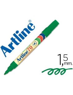 ROTULADOR ARTLINE MARCADOR PERMANENTE EK-70 VERDE PUNTA REDONDA 1.5 MM PAPEL METAL Y CRISTAL