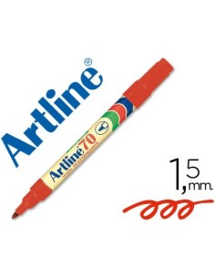 ROTULADOR ARTLINE MARCADOR PERMANENTE EK-70 ROJO PUNTA REDONDA 1.5 MM PAPEL METAL Y CRISTAL