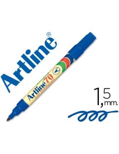 ROTULADOR ARTLINE MARCADOR PERMANENTE EK-70 AZUL PUNTA REDONDA 1.5 MM PAPEL METAL Y CRISTAL