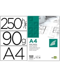 PAPEL DIBUJO LIDERPAPEL 210X297MM 90G/M2 VEGETAL