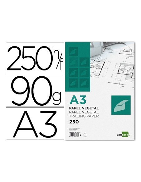 PAPEL DIBUJO LIDERPAPEL 297X420MM 90G/M2 VEGETAL