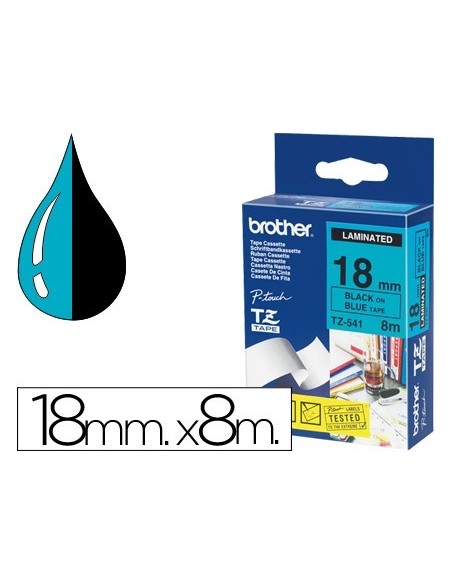CINTA BROTHER TZE541 AZUL-NEGRO 18MM LONGITUD 8MT