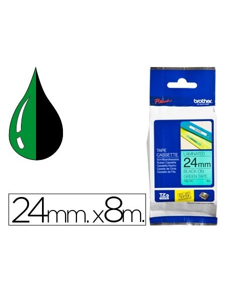 CINTA BROTHER TZE-751 VERDE-NEGRO 24MM LONGITUD 8 MT