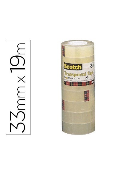 CINTA ADHESIVA SCOTCH ACORDEON 550 33 MT X 19 MM PACK DE 8 UNIDADES