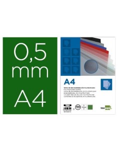 TAPA ENCUADERNACION LIDERPAPEL POLIPROPILENO A4 0.5MM VERDE OPACO PAQUETE DE 100 UNIDADES