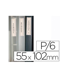 FUNDA AUTOADHESIVA Q-CONNECT PARA LOMO DE CARPETA 55X102MMPACK DE 6 UNIDADES