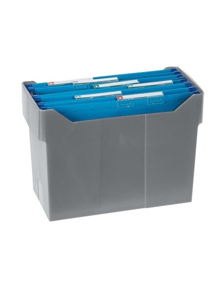 SOPORTE SOBREMESACARPETAS COLGANTES GRIS DE POLIESTIRENO PARA FORMATO DIN A4 CAPACIDAD 20 CARPETAS