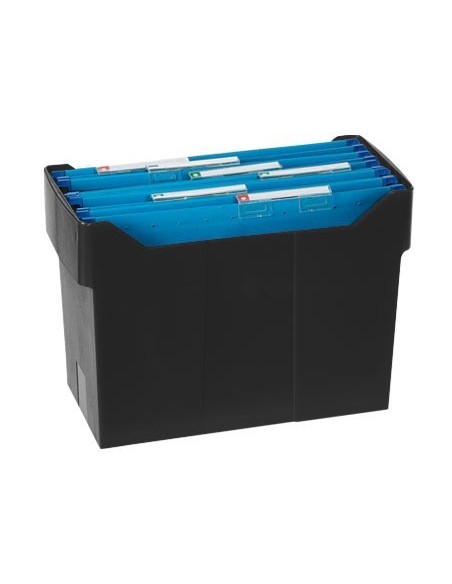 SOPORTE SOBREMESACARPETAS COLGANTES NEGRO DE POLIESTIRENO PARA FORMATO DIN A4 CAPACIDAD 20 CARPETAS