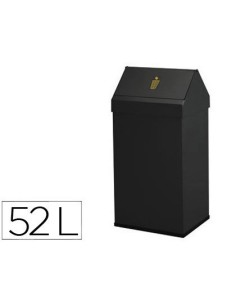 PAPELERA METALICA BASCULANTE GANCHOS INTERIORES ARO INFERIOR PVC ANCHO 32CM ALTO 65CM FONDO 25CM CAPACIDAD 52L