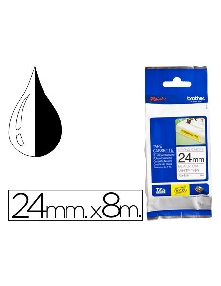 CINTA BROTHER TZE-S251 BLANCO-NEGRO 24MM LONGITUD 8 MT SUPERADHESIVA