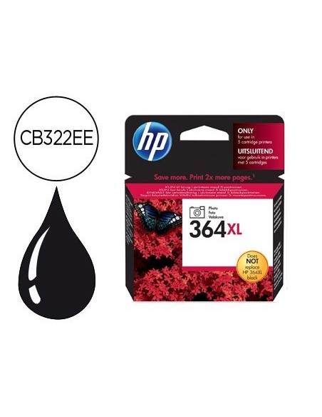 INK-JET HP 364XL NEGRO FOTO PHOTOSMART PREMIUM - C309A / SERIES C5300 / C6300 / B8500/D5400 -290 FOTOGRAFIAS-