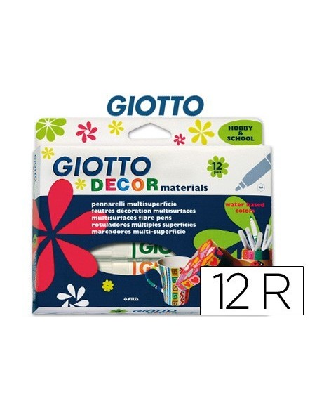 ROTULADOR GIOTTO DECOR MATERIALS -CAJA DE 12 COLORES SURTIDOS