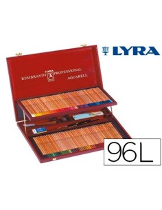 LAPICES DE COLORES LYRA REMBRANDT ACUARELABLE 96 COLORES ESTUCHE MADERA+LAPIZ NEGRO+CUCHILLA+TABLA