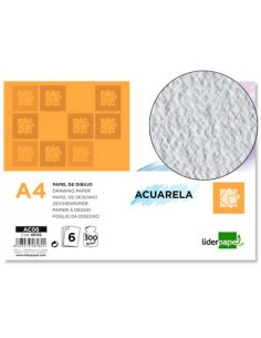 PAPEL DIBUJO LIDERPAPEL 210X297MM 300G/M2 ACUARELA PACK DE 6