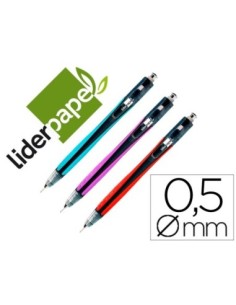PORTAMINAS LIDERPAPEL 0,5 MM CON PUNTA RETRACTIL Y SUJECIONDE CAUCHO COLORES SURTIDOS