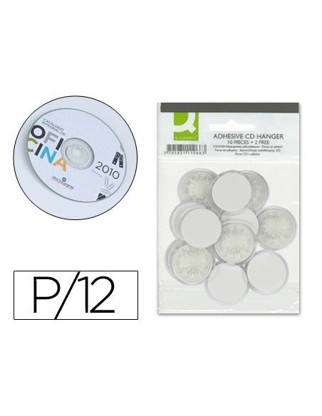 SOPORTE PARA CD Q-CONNECT ADHESIVOS -BOLSA DE 12 UNIDADES