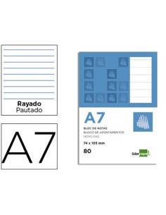 BLOC NOTAS LIDERPAPEL HORIZONTAL A7 80 HOJAS 60G/M2 PERFORADO