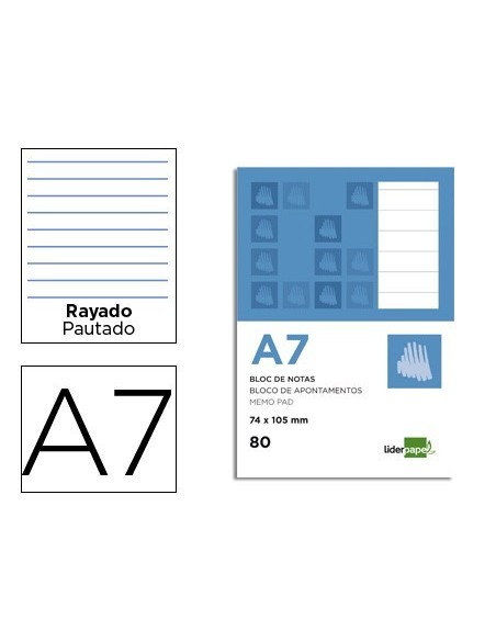 BLOC NOTAS LIDERPAPEL HORIZONTAL A7 80 HOJAS 60G/M2 PERFORADO