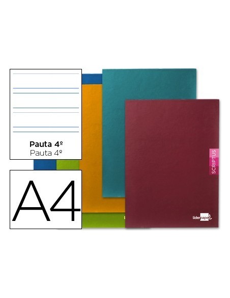 LIBRETA LIDERPAPEL SCRIPTUS A4 48 HOJAS 90G/M2 PAUTA 4a 3.5MM CON MARGEN