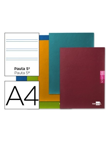 LIBRETA LIDERPAPEL SCRIPTUS A4 48 HOJAS 90G/M2 PAUTA 5a 2.5MM CON MARGEN