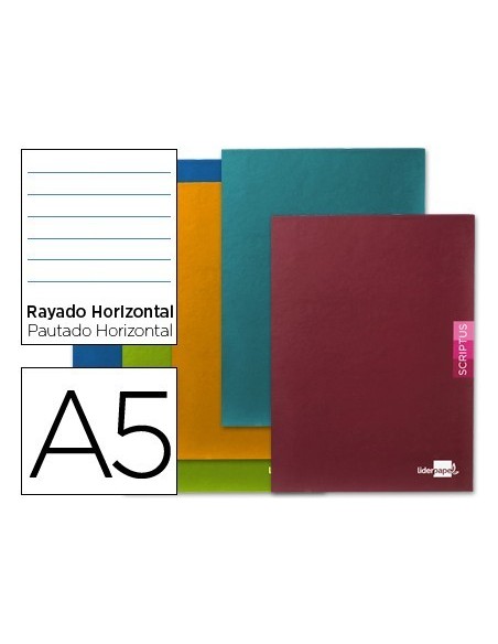 LIBRETA LIDERPAPEL SCRIPTUS A5 PLUS 48 HOJ. 90G/M2 HORIZONTALCON MARGEN