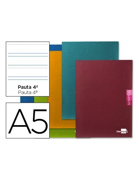 LIBRETA LIDERPAPEL SCRIPTUS A5 PLUS 48 HOJAS 90G/M2 PAUTA 4a3.5 MM. CON MARGEN