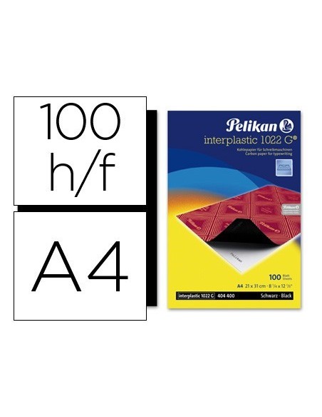 PAPEL CARBON PELIKAN NEGRO INTERPLASTIC DIN A4 CAJA DE 100 HOJAS