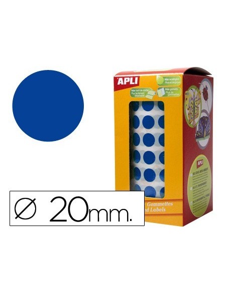 GOMETS AUTOADHESIVOS CIRCULARES 20MM AZUL EN ROLLO