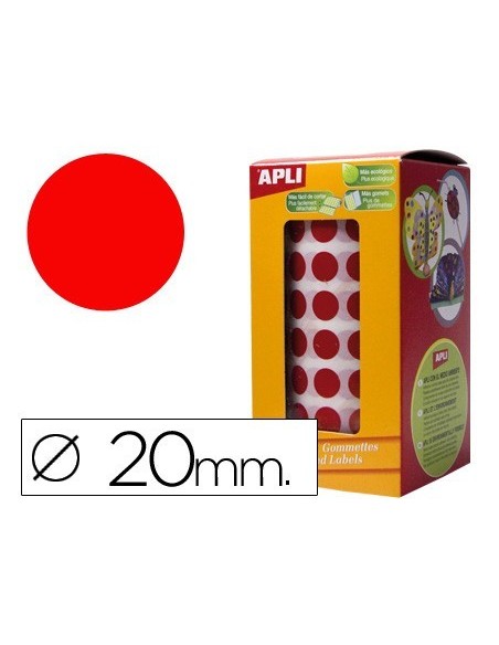 GOMETS AUTOADHESIVOS CIRCULARES 20MM ROJO EN ROLLO