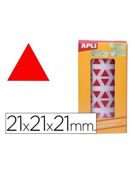 GOMETS AUTOADHESIVOS TRIANGULARES 21X21X21 MM ROJO EN ROLLO
