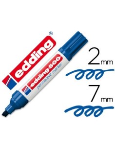 ROTULADOR EDDING MARCADOR PERMANENTE 500 AZUL PUNTA BISELADA 7 MM RECARGABLE