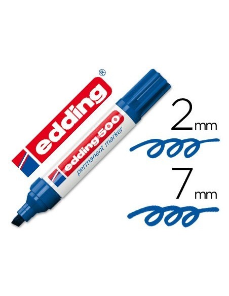 ROTULADOR EDDING MARCADOR PERMANENTE 500 AZUL PUNTA BISELADA 7 MM RECARGABLE
