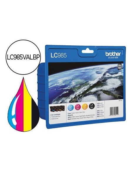 INK-JET BROTHER LC-985VAL 4 COLORES VALUE PACK NEGRO/CIAN/MAGENTA/AMARILLO DCP-J315W