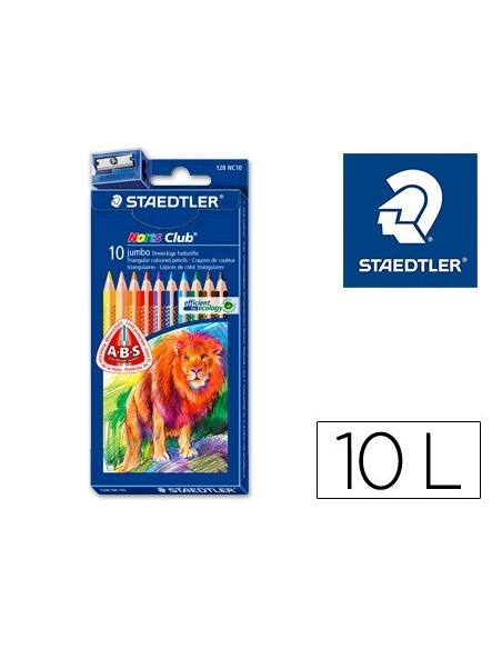 LAPICES DE COLORES STAEDTLER NORIS CLUB TRIANGULAR JUMBO CAJA DE 10 COLORES+AFILALAPIZ