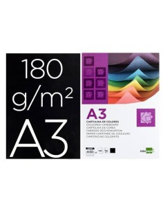 CARTULINA LIDERPAPEL A3 180G/M2 NEGRO PAQUETE DE 100 HOJAS