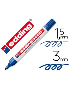 ROTULADOR EDDING MARCADOR PERMANENTE 3000 AZUL PUNTA REDONDA 1,5-3 MM RECARGABLE