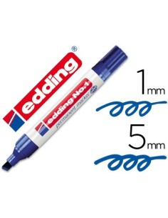 ROTULADOR EDDING MARCADOR PERMANENTE 1 AZUL PUNTA BISELADA 5 MM RECARGABLE