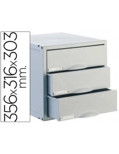 FICHERO CAJONES DE SOBREMESA ARCHISYSTEM 356X316X303 MM 3 CAJONES COLOR GRIS