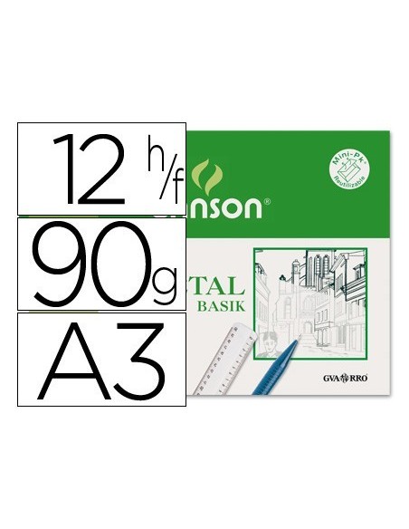 PAPEL VEGETAL GUARRO DIN A3 90 GR MINIPACK DE 12 HOJAS