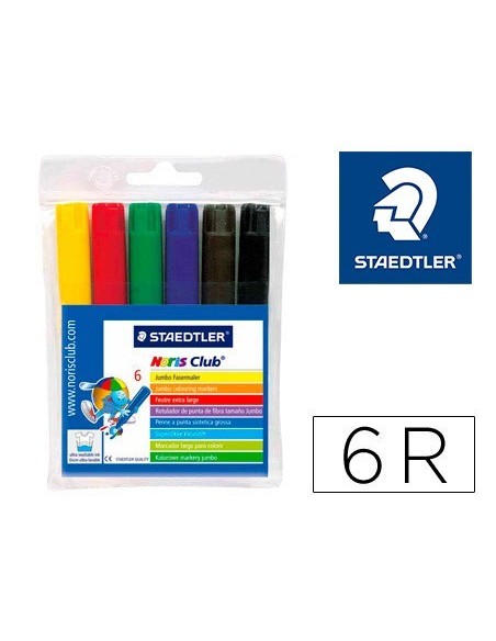 ROTULADOR STAEDTLER COLOR JUMBO TRAZO 3 MM ESTUCHE DE 6 UNIDADES COLORES SURTIDOS