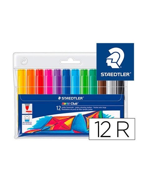 ROTULADOR STAEDTLER COLOR JUMBO TRAZO 3 MM ESTUCHE DE 12 UNIDADES COLORES SURTIDOS