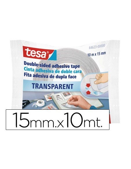 CINTA DOBLE CARA TESA 10 MT X 15MM