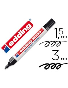 ROTULADOR EDDING MARCADOR PERMANENTE 3000 NEGRO PUNTA REDONDA 1,5-3 MM RECARGABLE