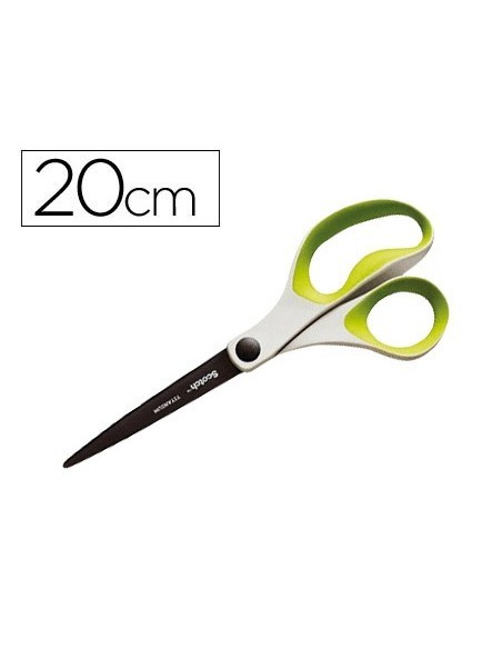 TIJERA OFICINA SCOTCH 20 CM TITANIO FUNDIDO MANGO ERGONOMICO COLORES SURTIDOS