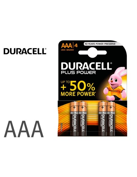 PILA DURACELL ALCALINA PLUS AAA BLISTER CON 4 UNIDADES