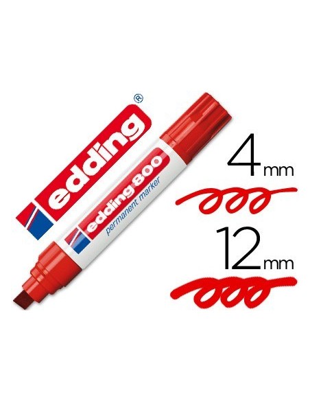 ROTULADOR EDDING MARCADOR PERMANENTE 800 ROJO PUNTA BISELADA 12 MM RECARGABLE